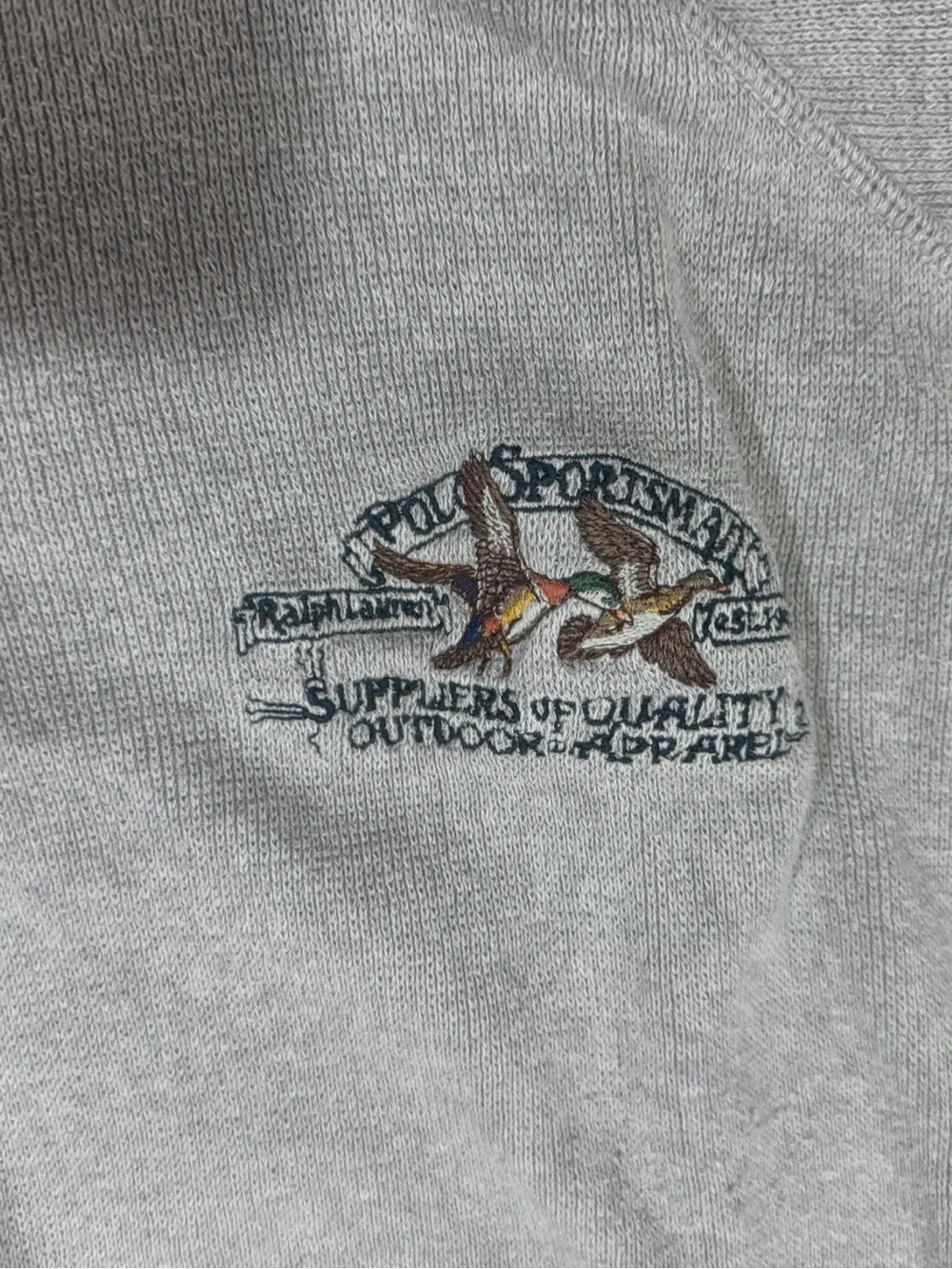 Polo Ralph Lauren Sportsman Pullover Sweatshirt Gray Embroidered Ducks L - Picture 2 of 7